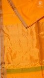 Yellow and Green Line Diamond Butta Zari Handloom Pure Maheshwari Silk Saree