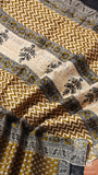 Olive Moss Green Floral Handblocked Pure Maheshwari Cotton Sarees