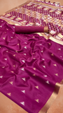 Magenta Pink Triangle Ikkat Handloom Tussar Silk Saree