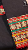 Black & Red Peacock Double Layered Handloom Narayanpet Cotton Saree