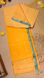 Yellow & Blue Checked Handloom Pure Maheshwari Silk Saree