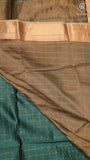 Deep Sea Green Checked Zari Handloom Pure Maheshwari Silk Saree