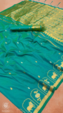 Sea Green Gold Silver Kanchi Soft Silk Saree