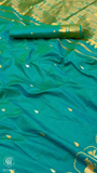 Sea Green Gold Silver Kanchi Soft Silk Saree