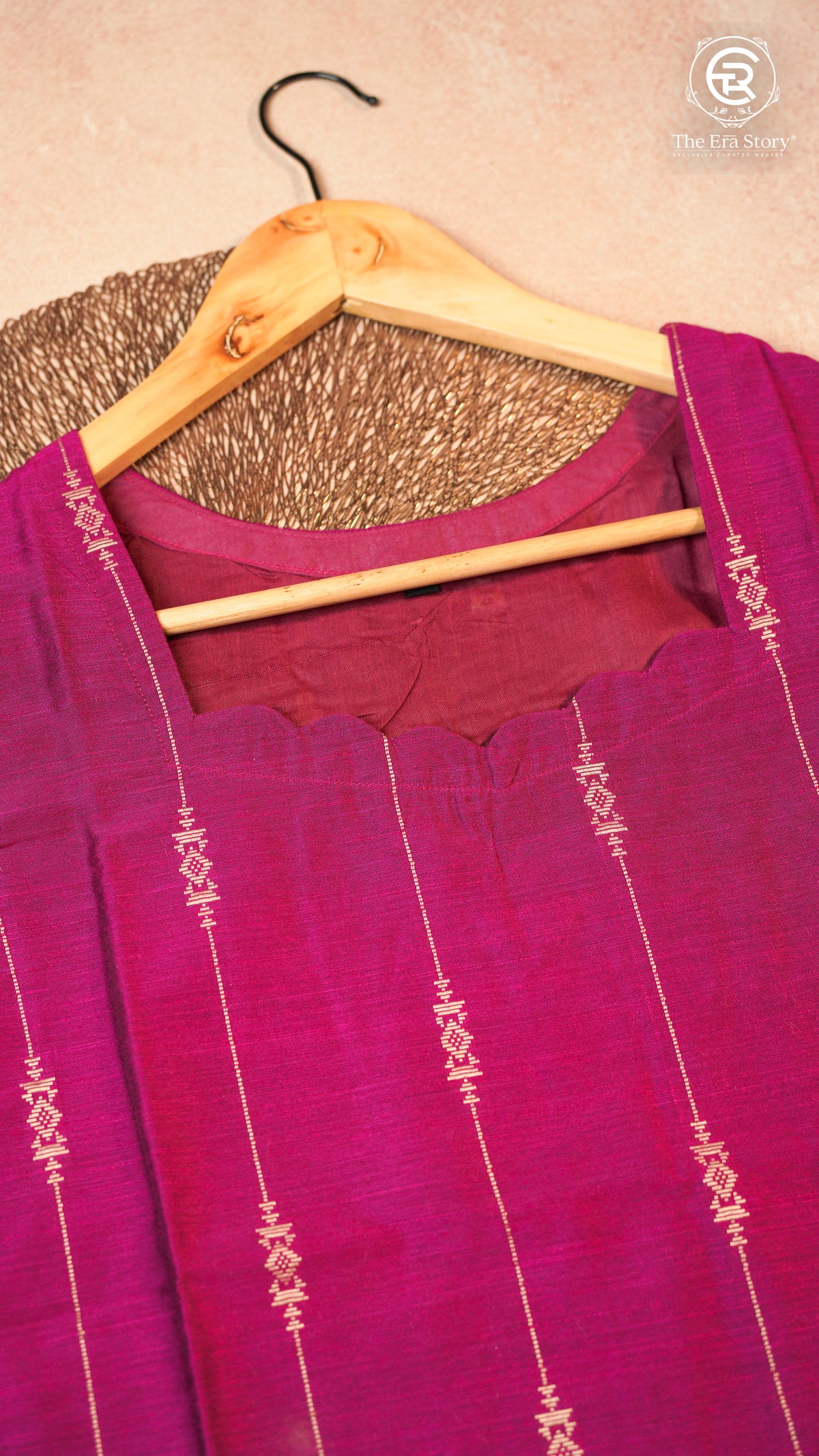 Magenta Purple & Gold Raw Silk Ready-to-Wear Kurti