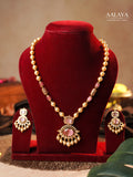 Aalaya Rose Quartz Pearl Pendant Necklace Set
