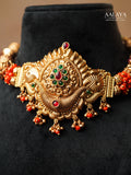 Aalaya Antique Gold Heritage Choker Necklace Set