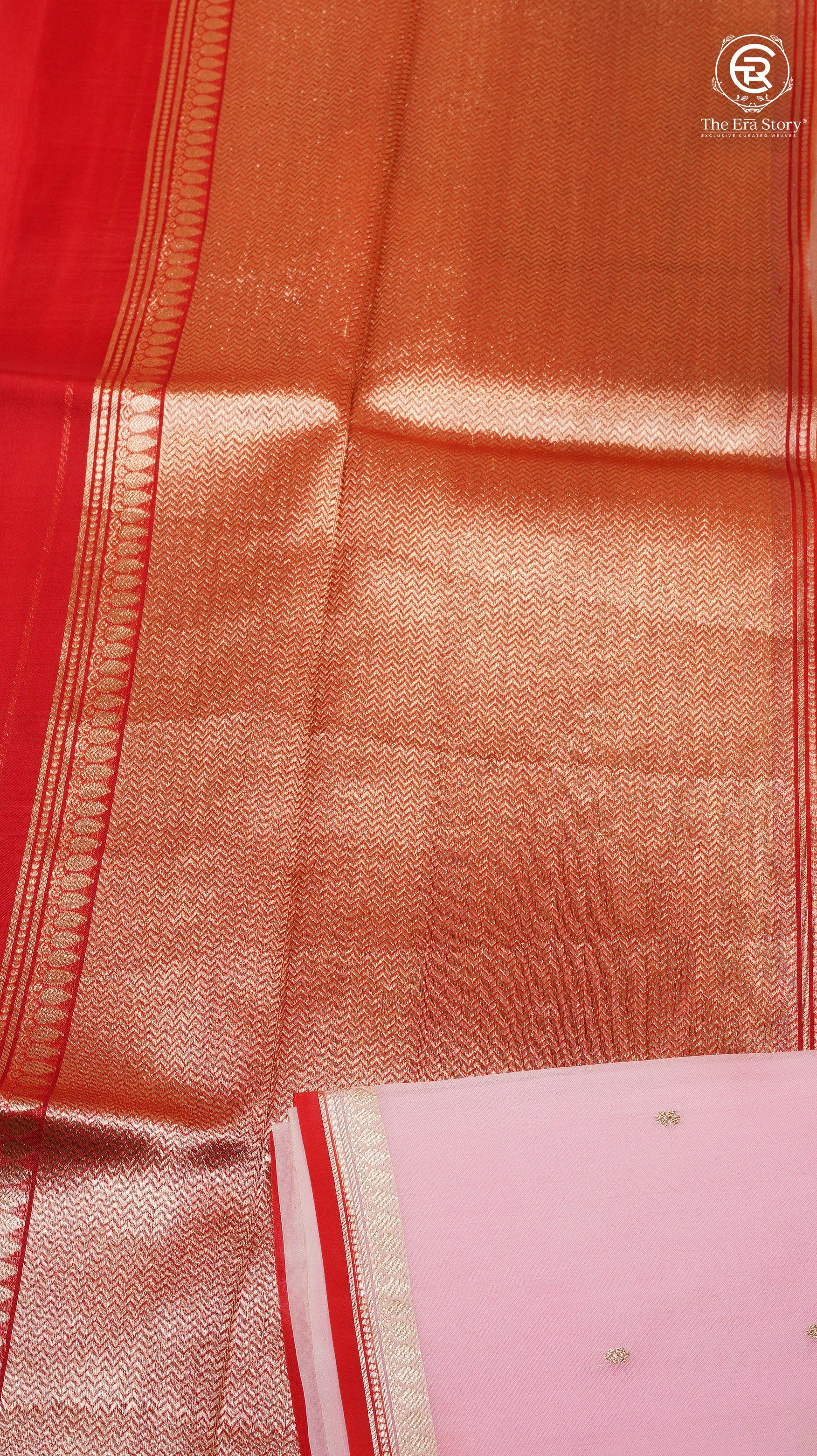 Pink & Red Pure Kora Organza Banarasi Silk Saree
