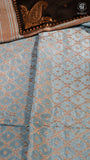 Black & Baby Blue Pure Crepe Chiffon Banarasi Silk Saree
