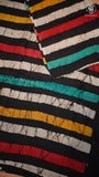 Black and Multi Color Line Patterned Handblocked Pure Mul Cotton Saree