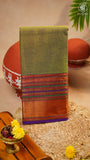 Green & Purple Gold Traditional Border Handloom Narayanpet Cotton Saree