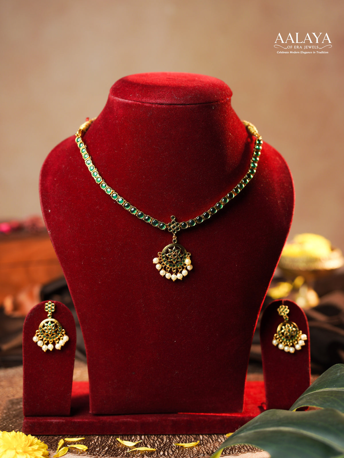 Aalaya Mayura Pearl Necklace Set