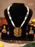 Aalaya Lakshmi Temple Pearl Necklace Set
