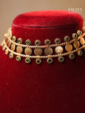 Aalaya Antique Emerald Gold Coin Choker Necklace Set