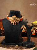 Aalaya Antique Gold Heritage Choker Necklace Set