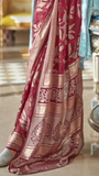 Red Floral Brasso Georgette Silk Saree