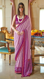 Purple & White Cinderella Crepe Banarasi Saree