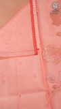 Pink Pure Organza with Applique Work Banarasi Silk Saree