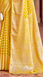 Yellow Thread Weaved Floral Georgette Silk Saree