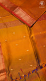 Kakhi Brown Floral Leaf Butta Zari Handloom Pure Maheshwari Silk Saree