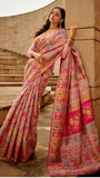 Pink Full Floral Pure Kashmiri Festive Weave Cotton Saree
