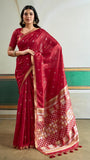 Red Triangle Ikkat Handloom Tussar Silk Saree