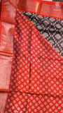 Black & Red Star Patterned Munga Handloom Cotton Saree