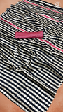 Black White & Pink Contemporary Satin Modal Silk Saree