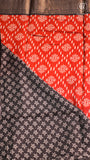 Red & Black Star Patterned Munga Handloom Cotton Saree