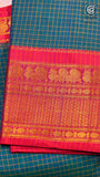 Peacock Blue & Red Zari Peacock Border Handloom Narayanpet Cotton Saree