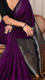 Burgundy with Silver and Copper Pallu Tissue Khadi Cotton Saree