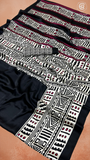 Black White & Pink Contemporary Satin Modal Silk Saree