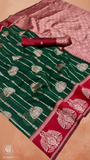 Green & Red Handloom Weaving Silk Cotton Saree