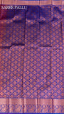 Rani Pink, Purple and Blue Bridal Silk Gold Zari Woven Floral Butti and Mango Design Kanchipuram Saree