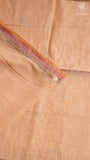Half-White Yellow & Pink Elephant Embroidered Jamdani Cotton Saree