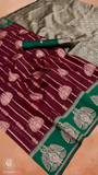 Maroon & Green Handloom Weaving Silk Cotton Saree
