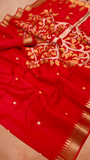Red Temple Tree Tussar Silk Saree