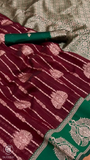 Maroon & Green Handloom Weaving Silk Cotton Saree