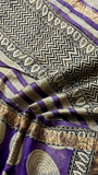Blue & White Moon Handblocked Pure Maheshwari Cotton Sarees