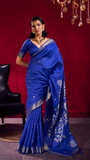 Blue Temple Tree Tussar Silk Saree