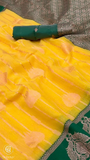 Yellow & Green Handloom Weaving Silk Cotton Saree