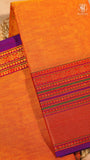 Orange & Purple Gold Traditional Border Handloom Narayanpet Cotton Saree