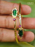 Aalaya Emerald Prism Open Cuff Bangle