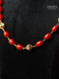 Aalaya Antique Gold Coral Bead Necklace