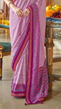 Purple & White Cinderella Crepe Banarasi Saree