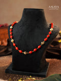 Aalaya Antique Gold Coral Bead Necklace