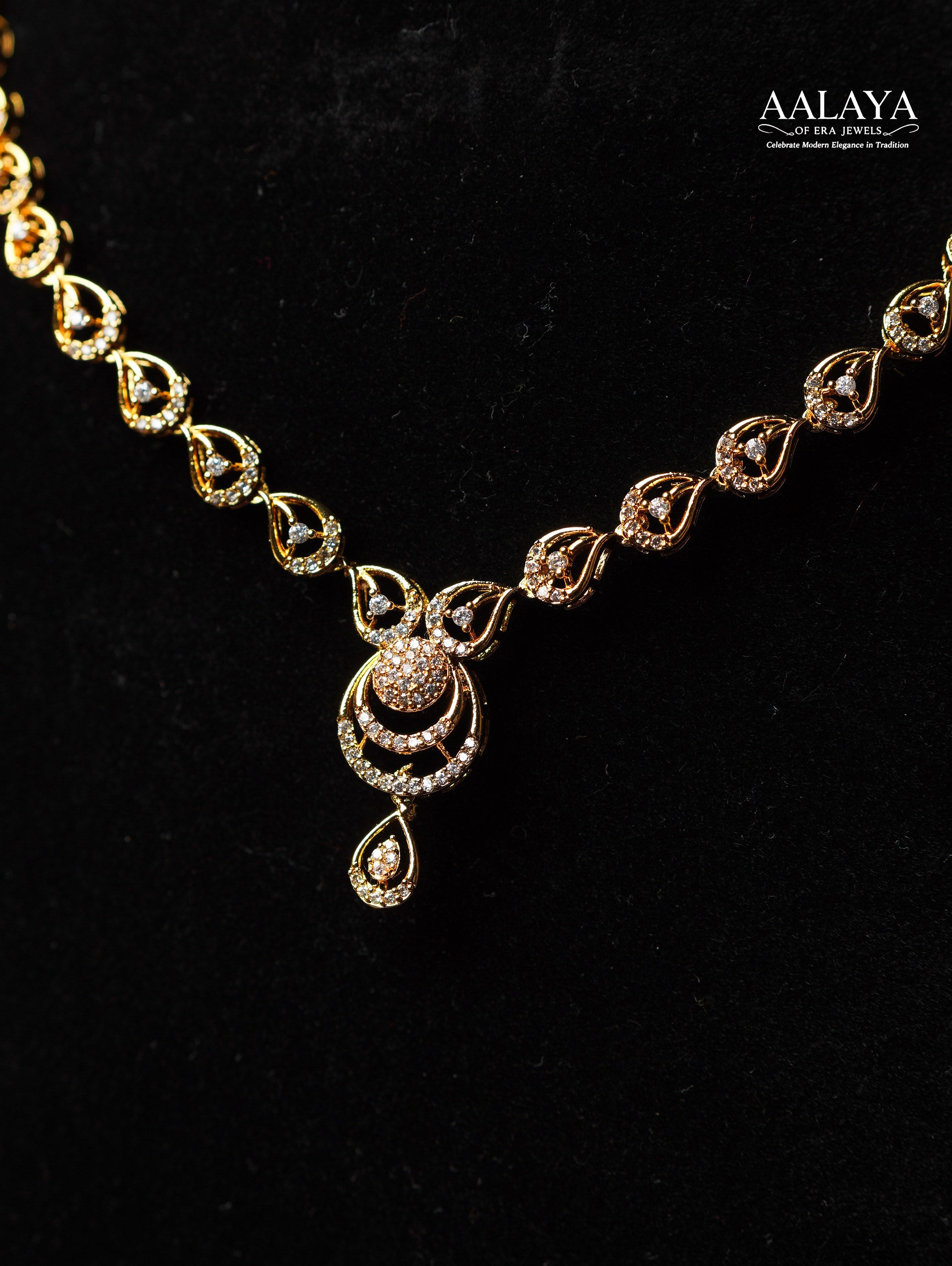 Aalaya Golden Crescent Radiance Necklace Set
