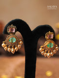 Aalaya Teal Quartz Pearl Pendant Necklace Set