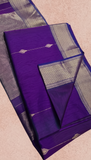 Navy Blue Line Diamond Zari Handloom Pure Maheshwari Silk Saree