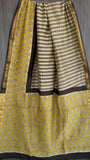 Yellow Beige Handblock Maheshwari Silk Cotton Saree